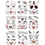 otutun Halloween Tattoos, Halloween Zombie Narben Halloween Zombie Scars Tattoos Aufkleber Kunstblut Narben Schorf Blut für Halloween Zombies Vampir Cosplay Carnival(Narbengesichtsaufkleber)