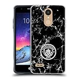 Head Case Designs Offiziell Offizielle Manchester City Man City FC Schwarz Weiss Mono Marmor Kennzeichen Soft Gel Handyhülle Hülle kompatibel mit LG K8 / K9 (2018)