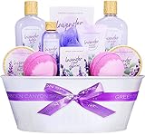 Green Canyon Spa Spa Geschenkkorb für Frauen, 12-teiliges Lavendel Bad Set, Duschgel, Raumduft Diffusor, Schaumbad, Bad Geschenkkorb für Frauen, Geschenkideen für Geburtstag und Jahrestag