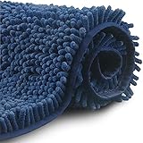 FCSDETAIL rutschfeste, Hochflor Badteppiche 60X90 cm, Maschinenwaschbare Badematte, Badvorleger mit Wasserabsorbierenden, Weiche Chenille für Badewanne, Dusche und Badezimmer (Königsblau)