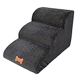 NATUREACT 3 Stufen Haustiertreppe, Hundetreppe Bett für kleine Hunde 40cm Hoch, Katzen Hunderampe Sofa Boxspringbett, mit Plüschbezug, Abnehmbar, Waschb