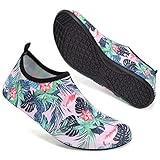 Mabove Badeschuhe Wasserschuhe Schwimmschuhe Damen Strandschuhe Aquaschuhe Barfussschuhe Neopren Surfschuhe(Flamingo 9039,38/39 EU)