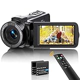 Videokamera Camcorder FHD 1080p 36MP Vlogging Kamera für YouTube IR Nachtsicht 30FPS Digitalkamera 3,0'' 270°Drehbarer IPS Bildschirm Kamera mit 16X Digitalzoom, Fernbedienung, 2 B