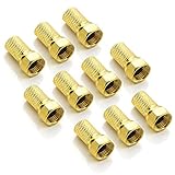 deleyCON F-Stecker SET 7mm schraubbar - 10 Stück - vergoldet - Gummidichtung - für Koaxial Antennenkabel Sat Kabel BK Anlagen LNB M