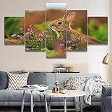 Wandbild 150X80cm Leinwandbild Kaninchen Tier 5 Kunstdruck Modern Wandbilder Design Malerei Wohnzimmer HD Poster Wohnkultur G