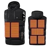 7 Zonen Heizweste Outdoor Warme Kleidung USB Aufladen über Beheizte Weste Mantel Doppelte Kontrolle Elektrische Heizung Warme Weste Herren Jacke, Schwarz , M