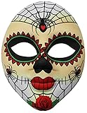 com-four® Gesichtsmaske Dia de los Muertos für Fasching, Karneval oder Halloween - Farbe: weiß/bunt (01 Stück - Mexikanisch)