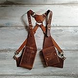Steampunk Damen Herren Mittelalterliche Leder Schultertasche Vintage Handytasche Brieftasche Doppeltasche Holster Wikinger Pirat Kostüm Geldbörse, B