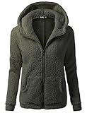 Plüsch Hoodie Jacken Damen Kuscheljacke Flauschig Lang Winterjacke Innen Flauschjacke Winter Teddyjacke Grosse Grösse Kuschelfleece Jacke mit Fell Flauschige Jacke Teddy Fleecejacke mit Kap