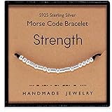 Suyi Stärke Morsecode Armband Inspirierende Geschenke für Frauen Ihr Sterling Silber Perlen Armband für Freundschaft Tochter Tochter Freundin Streng