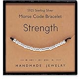 Suyi Stärke Morsecode Armband Inspirierende Geschenke für Frauen Ihr Sterling Silber Perlen Armband für Freundschaft Tochter Tochter Freundin Streng