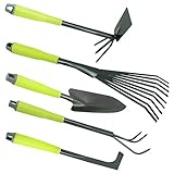 com-four® 5-teiliges Garten-Werkzeug-Set - Gartenset mit Doppelhacke, Kleingrubber, Fugenkratzer, Handrechen, Blumenkelle - Gartenwerkzeug für Pflanzen und Gartenarb
