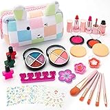 Sundaymot Kinderschminke Set Mädchen 27 Stück Waschbar Schminke Kinder Schminkkoffer Makeup Rollenspiel Kosmetikset Spielzeug Geschenk