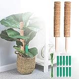 tEEZErshop Pflanzstab Kokos 2 Stück,Rankstab Rankhilfe Blumenstab Kokosstab mit 10 Pflanzenetiketten und 20 Garten-Kabelbinder,Rankhilfen für Kletterpflanzen,Haus Garten Kletterpflanze Erweiterung
