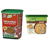 Knorr Delikatess Sauce zu Braten (pur als Bratensoße, Soßenbinder und zum Verfeinern), 1er Pack (1 x 1 kg) & Dose Rahm Soße 238 g