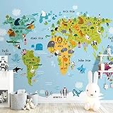 3D Wallpaper Cartoon Tierwelt Karte Fototapeten Kinderzimmer Selbstklebende Wasserdichte Aufkleber Wohnkultur Tapeten-200X140
