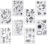 UCEC 8 Stuck Silikonstempel, Stempel-Set Vintage Pflanzen und Blumen Silikonstempel, Small Clear Stamps für die Kartenherstellung Dekoration und DIY Scrapbooking