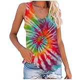 Tanktop Damen,Mode Frauen Tie-Dye Bedruckte ärmellose Tops Casual Round Neck Pullover Weste Tank Tops Blusen T Shirt（Rosa,M