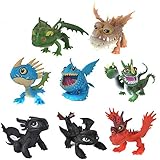 MINGZE 8 stücke Drachen Spielzeug, PVC Sortiert Wie Drachenzähmen 5 bis 7 cm Action-Figuren Night Fury Toothless Dragons Birthday Party Favor, Drachenzähmen leicht gemacht 3