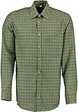 OS Trachten Herren Hemd Langarm Jagdhemd mit Liegekragen Luxar, Größe:37/38, Farbe:trachtengrü
