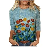 Xiangdanful Sweatshirt Oberteile Damen Oversized Langarm Langarm Pullover T-Shirts Sommer Elegant Locker Bluse Vintage Bunt Bedrucktes Graphic Langarmshirt Casual Rundhals Hemd Teenager Lässig Tunik