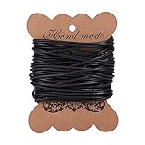 PandaHall Elite 10m 2 mm Rindsleder Runde Lederschnüre, Schwarze Halskette Schnur Schnur für Schmuck Halskette Armband Herstellung Lieferung