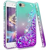 LeYi für iPhone SE 2020 Hülle,iPhone 7/8 Glitzer Handyhülle mit Panzerglas Schutzfolie(2 Stück),Diamond Panzerhülle Schutzhülle für Case iPhone 7 Cover iPhone 8 Handy Hüllen ZX Gradient Türkis L