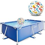 Intex Small Frame Swimming Pool rechteckig 260 x 160 x 65 cm Schwimmbecken 28271 mit Extra-Zubehör wie: Strandb