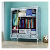 eckgarderobe Schrank Kleiderschrank Tragbare Kleidung Lagerorganisation mit Schubladen Multi-Tier-Regale und staubdichte Vliesstoffabdeckung, 51.2x17.7x66.9 in (WXDXH) schrank ( Color : Blue )