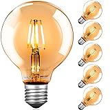 Led Leuchtmittel E27 Warmweiß, G80 Edison Vintage Glühbirne E27 4W led birne Dekorative Antike LED Glühlampe Ideal für Nostalgie und Retro Beleuchtung im Haus Café Bar - 6 Stück [Energieklasse A+++]