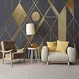 Einfache goldene geometrische Figuren Tapete 3D Vliestapete Wandbilder Wohnzimmer Schlafzimmer Wanddekoration fototapete 3d effekt tapeten Wohnzimmer Schlafzimmer kinderzimmer-300cm×210