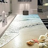 PVC Selbstklebende Wasserdichte 3D Tapete Moderne Strand Welle Muscheln Bodenfliesen Wandbild Aufkleber Badezimmer Schlafzimmer Papel De Parede 3D-150 * 105