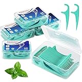 BEYAOBN Zahnseide Sticks 5-Pack 300 Stück,Einwegzahnseide Dental Floss mit tragbarem Reiseetui und Zahnstocher, perfekt für Familien, Hotels und R