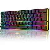 UK Layout 60% Mechanische Gaming-Tastatur Typ C verkabelt 61 Tasten LED-beleuchtete USB-wasserdichte Tastatur 14 Chroma RGB-Hintergrundbeleuchtung Anti-Ghosting-Tasten für Computer/PC/Lapto/MAC