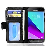 Cadorabo Hülle für Samsung Galaxy XCover 4 / XCover 4S in Oxid SCHWARZ – Handyhülle mit Magnetverschluss und 3 Kartenfächern – Case Cover Schutzhülle Etui Tasche Book Klapp Sty