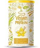 Vegan Protein - VANILLE - Kraftvoll und rein pflanzliches Proteinpulver mit Reis-, Soja-, Erbsen-, Chia-, Sonnenblumen- und Kürbiskernprotein - Ohne künstliche Süßstoffe und Aromen - 600 G