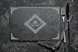 Personalisiertes Servierplatte aus Schiefer Rechteck 30x20 cm Schiefertafel als Buffet, Käseplatten Untersetzer, Aufschnitt, Sushi, Frühstücksbrett, Schieferplatte mit Gravur 06