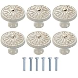 Niaciswe Griffe Kommode 6 Stück Schubladenknöpfe Möbelknopf Möbelknöpfe Möbelknöpfe Vintage Schrankknöpfe Vintage Schubladenknopf Metall Rundgriffknöpfe für Schrank Schublade Küche Weiß 35