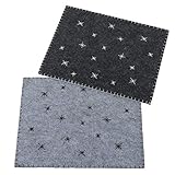 Boltze 4 x Tischset Stern Weihnachten Winter Stitchy Filz hellgrau dunkelgrau Länge 45 cm, Tischdeko, Geschenk