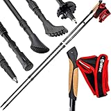 ATTRAC Nordic Walking Stöcke Classic Click & Go I Teleskop verstellbar & super leicht inkl. Workout und Sport App I Wanderstöcke mit Anti-Shock Dämpfung I Auswählbar mit Tragetasche (Click & Go)