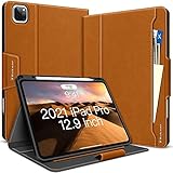 BuKoor iPad Pro 12.9 Zoll 2021/2020/2018 Case Generation mit Apple Pencil Halter PU Leder Folio Smart Stand Magnetverschluss Stoßfeste Hülle für iPad Pro 12.9 5./4./3