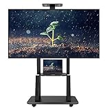 YXX TV Ständer/TV Standfuß Boden-TV-Ständer für 32-75-Zoll-LCD, LED, OLED, Plasma, Flachbildschirm, Höhenverstellbar Hoher TV-Wagen mit 3 Tabletts und Rädern Bis zu 120 kg