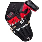 NoCry Werkzeughalter für Linkshänder | Akkuschrauber Werkzeuggürtel mit 17 Zubehör-Taschen und Schlaufen für Werkzeuge und Bits | Schneller Zugriff | Gürtel-Befestigung