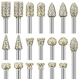 20PCS Diamant Fräser Set Diamantbohrer mit 60 Grit, für Rotationswerkzeug Zubehör, Diamant Schleifstifte mit 1/8' Schaft für Steinschnitzerei, Hartmetallschneiden, DIY Schleifen, Polieren, G