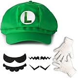 Katara 763461100862 1659 - Luigi Set, Mütze + Schnurrbart + Handschuhe, Kostüm Verkleidung Fasching Karneval Halloween, Grü