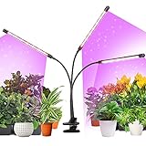 LED Pflanzenlampe LED Grow Lampe mit Timer- 60 LEDs 3 Köpfe Vollspektrum LED Pflanzenlicht 3 Lichtmodus 10 Helligkeitsstufen Pflanzenlicht 3/9/12 Stunden Timing Wachstumslamp