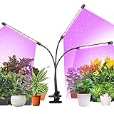 LED Pflanzenlampe LED Grow Lampe mit Timer- 60 LEDs 3 Köpfe Vollspektrum LED Pflanzenlicht 3 Lichtmodus 10 Helligkeitsstufen Pflanzenlicht 3/9/12 Stunden Timing Wachstumslamp