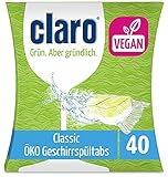 Claro Classic Geschirrspüler-Tabs - Phosphatfrei/Biologisch abbaubar - 40 Stück