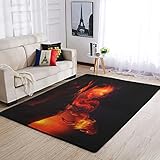 Tobgreatey Area Rugs Teppich Fantasie Pferd Feuer Sonnenuntergang Dekorativ Hochflorteppiche Für Wohnzimmer White 50x80