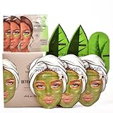 Sisters & Me Detox Bomb Set, Vegan, 9x Premium Anti Pickel Gesichtsmasken Set mit Hyaluronsäure Serum für die Haut, Hochdosiert, Hydrogel Detox Maske, Aloe Vera, Grüner Tee Gesichtsmask und Aug